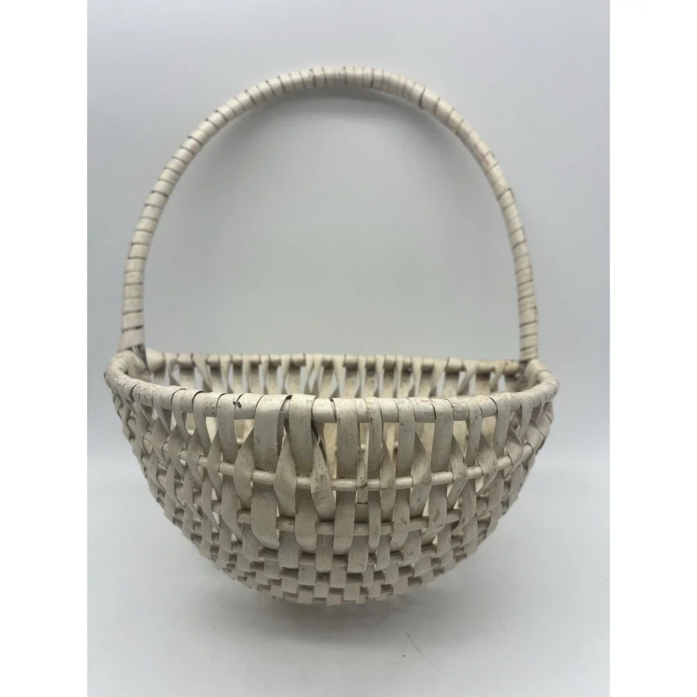 Hanging Woven Storage Wall Wicker Baskets for Small Flower, White